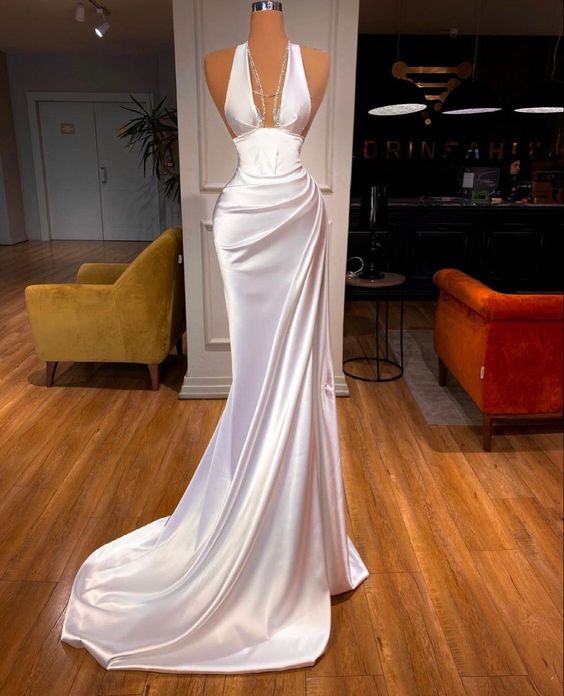 Weißes Ballkleid, Sexy Ballkleider, Langes Abendkleid cg23047