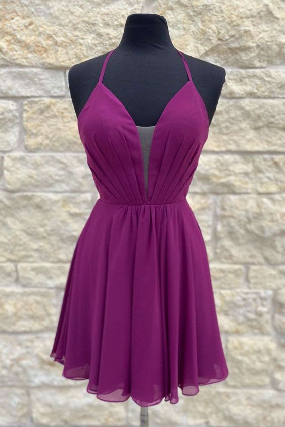 Purple Short A-Line Tulle Homecoming Dress cg23059