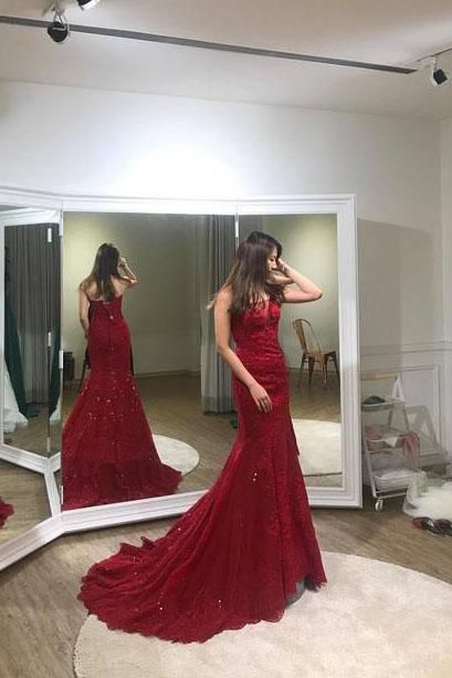 Elegante Meerjungfrau-Ballkleider mit Applikationen, ärmellose lange Abendkleider, Damenkleid cg23101