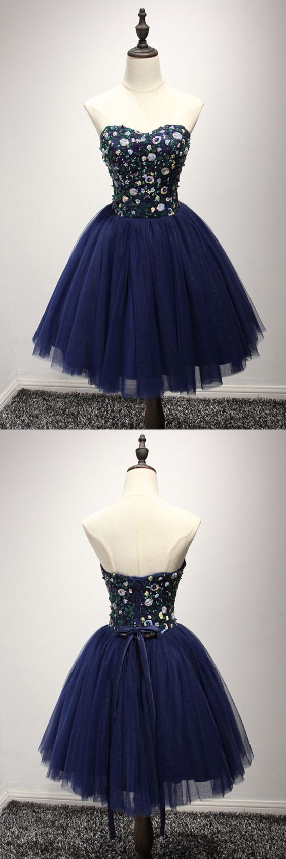 Dark Navy Blue Short Dress With Sequin Bodice For Juniors Homecoming Dresses cg23150