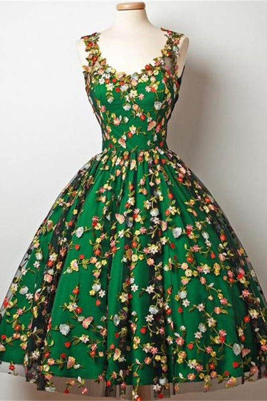 Vintage Grün Und Schwarz Stickerei Spitze Homecoming Kleider Sweet 16 Kleider cg23227