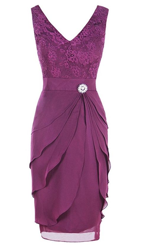 Damen V-Ausschnitt Kurzes Brautjungfernkleid aus Spitze für die Mutter der Braut, Ballkleid cg23230