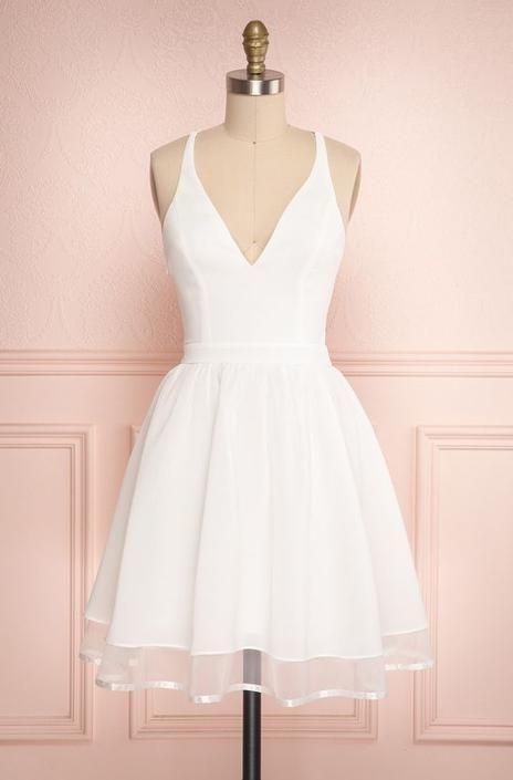 Weißes Homecoming-Kleid, kurzes Partykleid cg23242