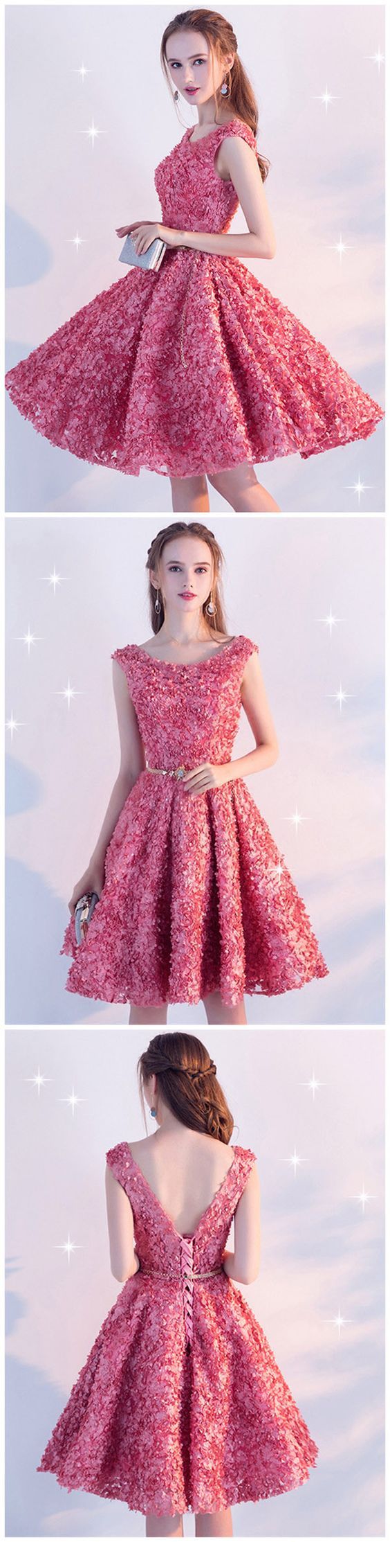 A-Line Sashes Cap Sleeves Crystal Knee-Length Homecoming Dress cg23295