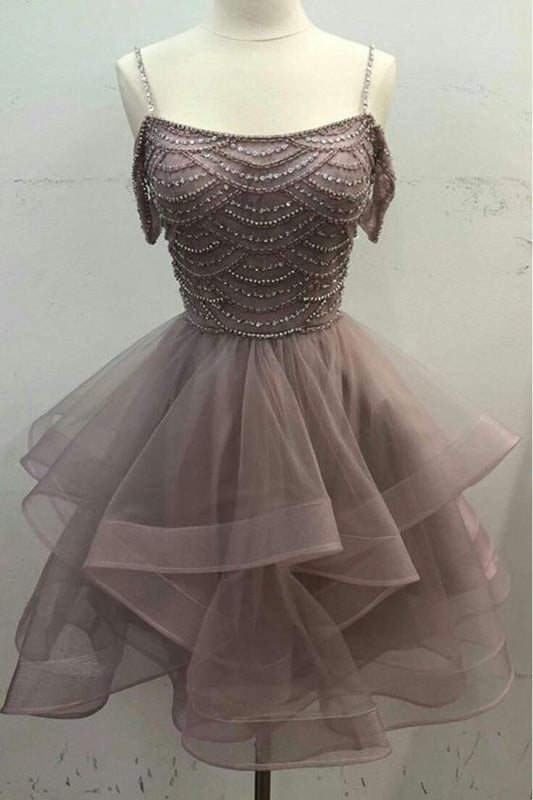 Homecoming-Kleid, Cocktailkleid in A-Linie mit Perlen cg23330