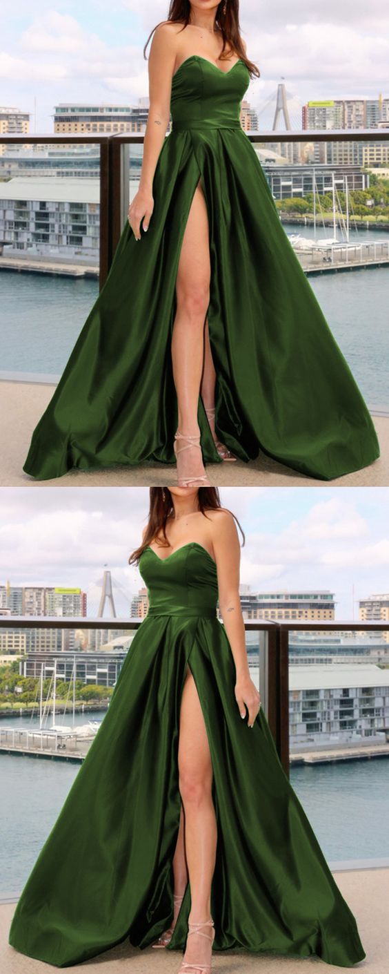 Long Olive Green Formal Satin Dresses For Bridesmaids long prom dress, evening dress cg23352 Long Olive Green Formal Satin Dresses For Bridesmaids long prom dress, evening dress cg23352
