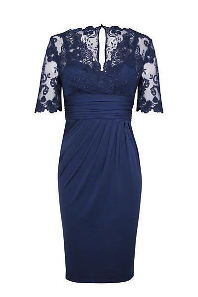 Elegantes Empire-Kleid in Marineblau mit kurzen Ärmeln für die Brautmutter, kurzes Homecoming-Kleid, cg23434