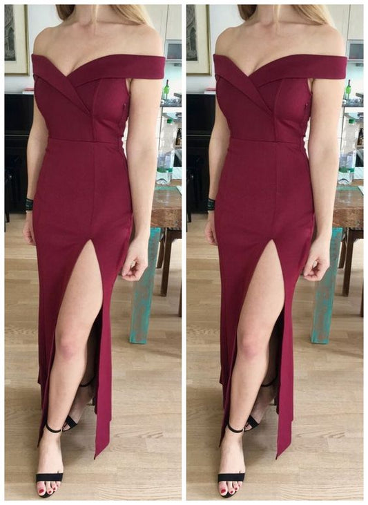 Schulterfreies, knöchellanges Abendkleid, Festzugskleid, Ballkleid cg23442