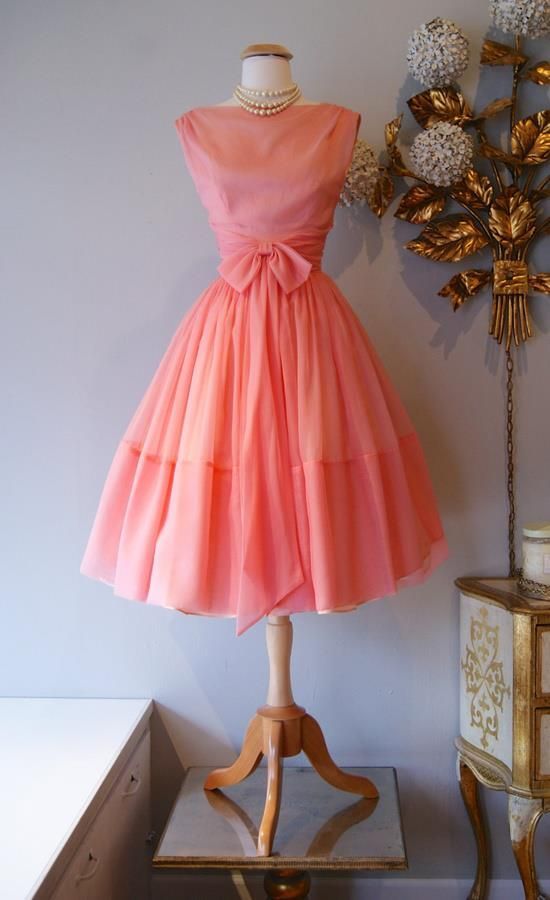 1950S Vintage Ball Gown Homecoming Dresses Crew Neck Coral Mini Short classygown 1950S Vintage Ball Gown Homecoming Dresses Crew Neck Coral Mini Short classygown