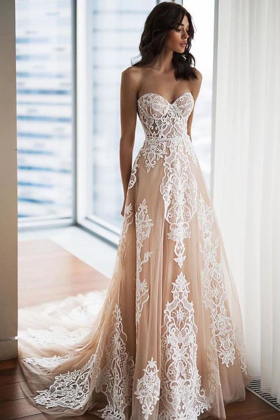 lace peach prom dress peach dress for prom Elegant Peach Lace Floor Length Evening Dresses Off The Shoulder Prom Gowns