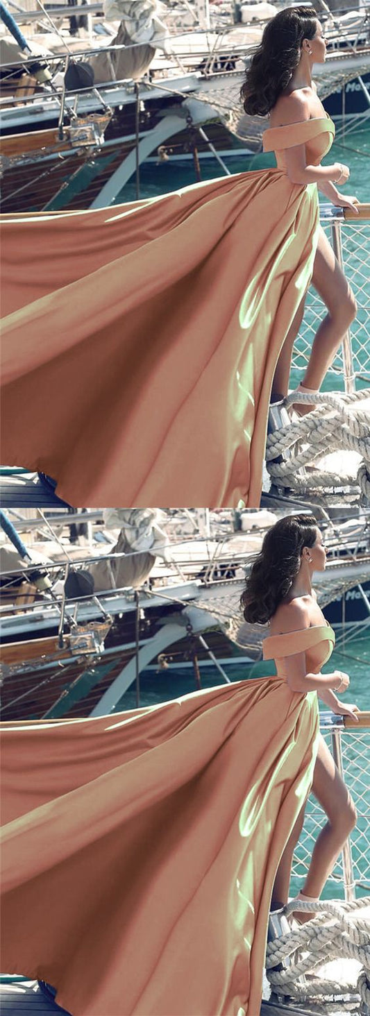 Sexy Abendkleider Lang Satin Split Ballkleider cg23700