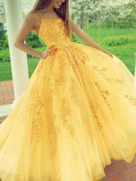 gelbe Ballkleider Spitzenstickerei Ballkleid mit mehreren Trägern Ballkleid Abendkleid cg23736
