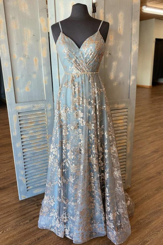 Süßes langes A-Linien-Ballkleid mit Tüll-Pailletten cg23871