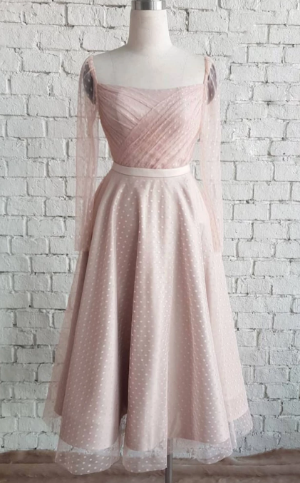 Hellrosa Heimkehrkleid aus Tüll, Brautjungfernkleid cg2393