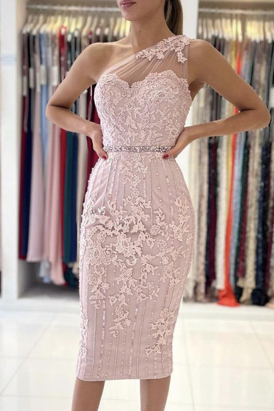 Süßes kurzes Spitzenkleid mit einer Schulter Abendkleid Ballkleid Abendkleid cg23962