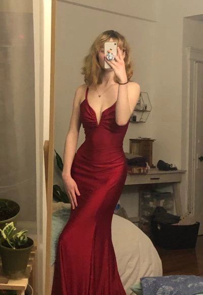 Langes Ballkleid im Meerjungfrau-Stil mit Spaghettiträgern, cg23979