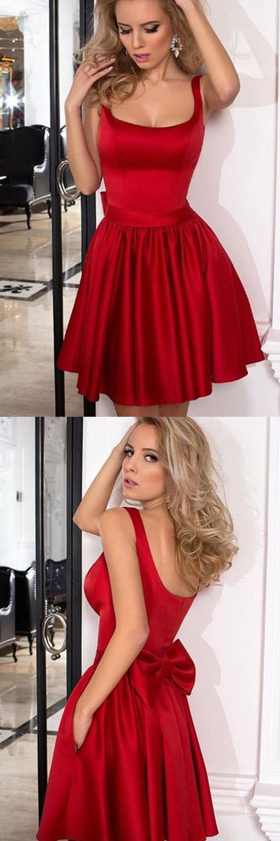 Modisches rotes süßes A-Linien-Heimkehrkleid mit Trägern cg241