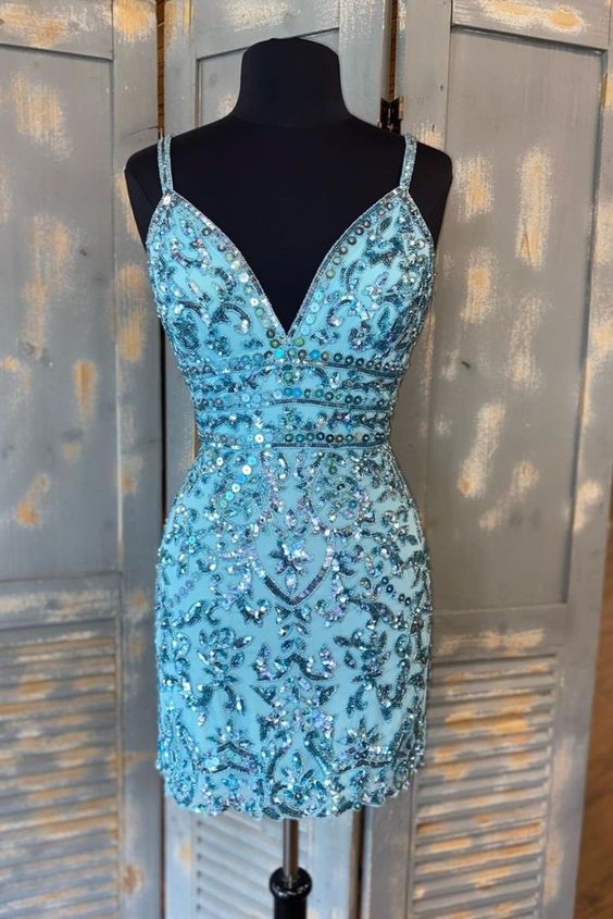 Tight Blue Sequins Short Homecoming Dress cg24124 classygown Tight Blue Sequins Short Homecoming Dress cg24124 classygown
