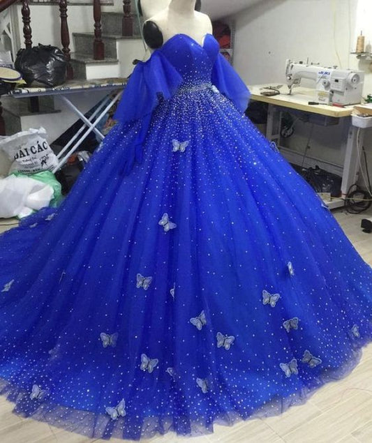 elegante Quinceanera-Kleider Spitzenapplikationen Tüll Ballkleid Ballkleid, Abendkleid cg24162
