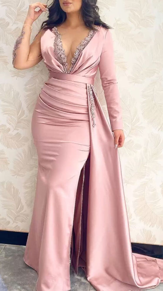 Rosa langes Ballkleid Abendkleid cg24168