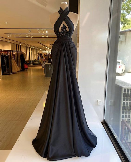 Schwarzes neues Abendkleid, langes Ballkleid, cg24190