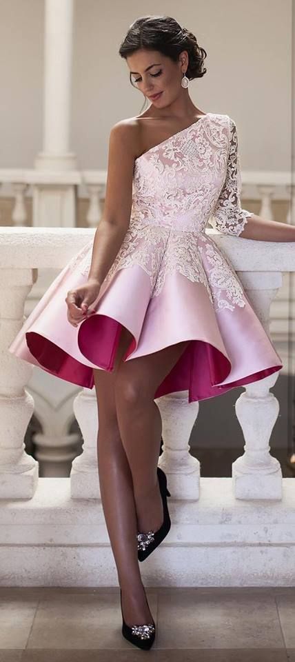 Kurzes Homecoming-Kleid, einschultriges Homecoming-Kleid cg242