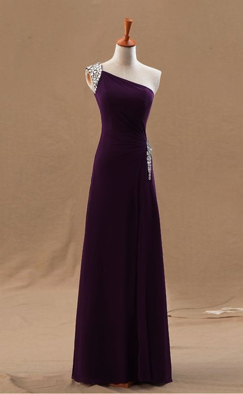 lila Ballkleid mit One-Shoulder-Träger cg2442