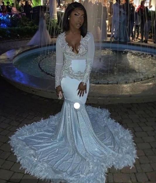 Sexy Meerjungfrau V-Ausschnitt 2021 Ballkleid cg24444