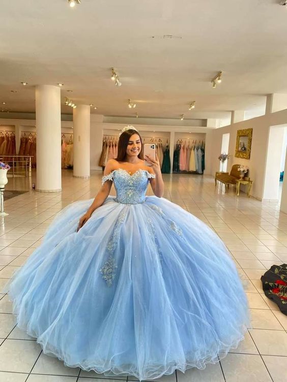 Stunning Prom Dresses Blue Lace Appliques Off Shoulder Tulle Wedding Dress Ball Gowns cg24550 Stunning Prom Dresses Blue Lace Appliques Off Shoulder Tulle Wedding Dress Ball Gowns cg24550