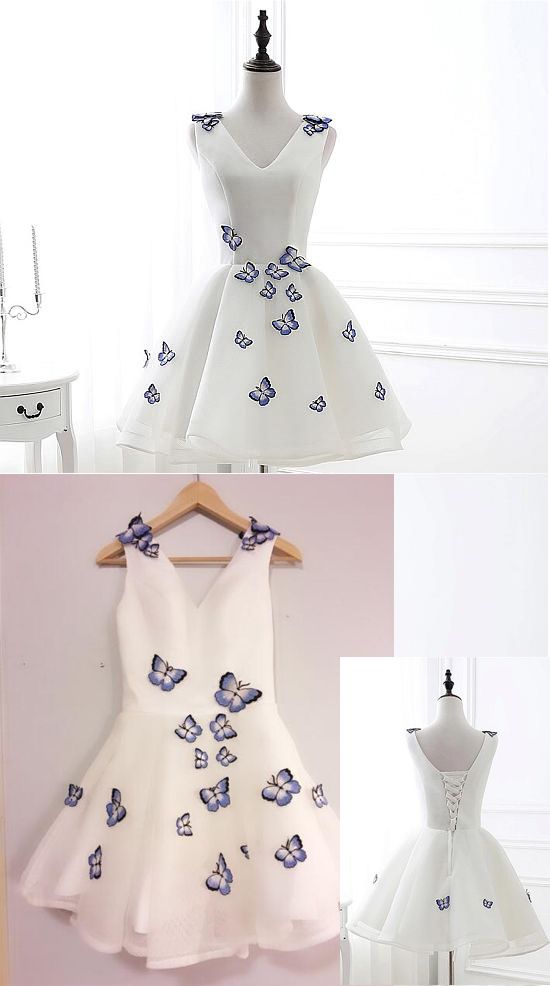 Kurzes Homecoming-Kleid, Organza Homecoming-Kleid, Applique Homecoming-Kleid cg247