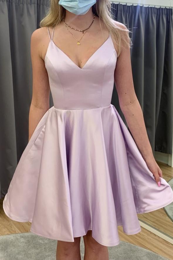 Cute v neck short A line homecoming dress cg24741