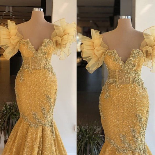 gelbes langes Abendkleid Ballkleid cg24787