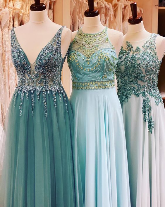 Fashion Tulle Evening Dress, Appliques Long Prom Dresses cg24799