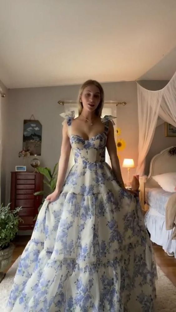 Beautiful Floral Print Chiffon Long Prom Dresses Evening Dress cg24815 Beautiful Floral Print Chiffon Long Prom Dresses Evening Dress cg24815