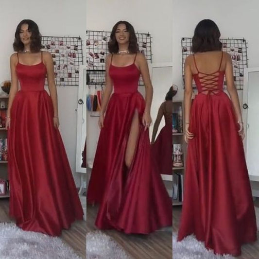 Langes rotes Ballkleid cg24818