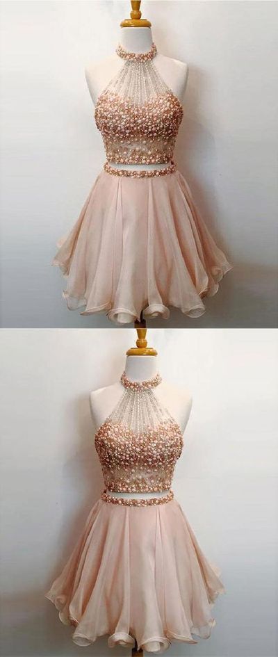 Prächtige zweiteilige Homecoming-Kleider, kurzes Homecoming-Kleid, Homecoming-Kleid Chiffon cg252