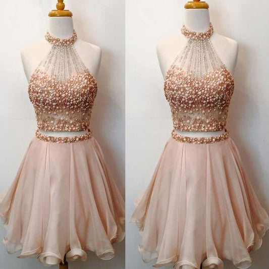 Prächtige zweiteilige Homecoming-Kleider, kurzes Homecoming-Kleid, Homecoming-Kleid Chiffon cg252