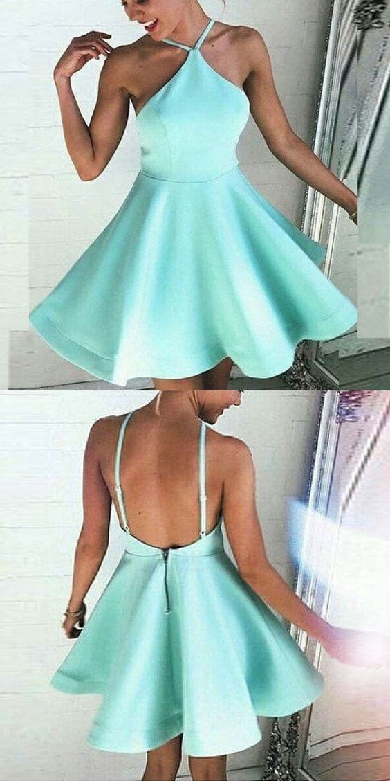 A-Linien-Kleider, rückenfreie Homecoming-Kleider, kurze Homecoming-Kleider, Mintgrünes Homecoming-Kleid cg255