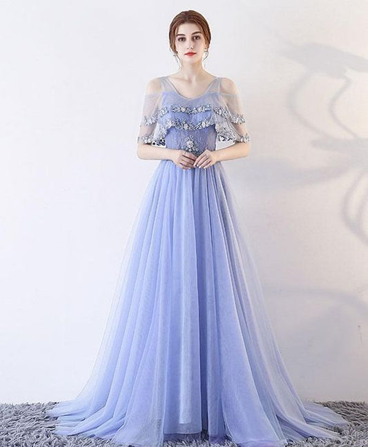 Süßes langes Ballkleid aus Spitzentüll, A-Linien-Abendkleid cg2667