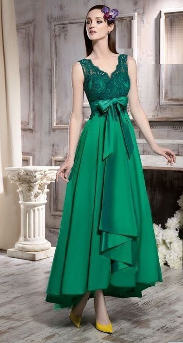 dunkelgrünes Ballkleid, High Low Kleid cg2701