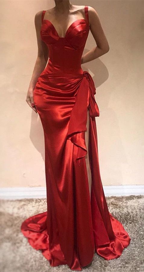 Elegantes rotes Abendkleid mit Herzausschnitt, Meerjungfrau-Abschlussballkleid cg2705
