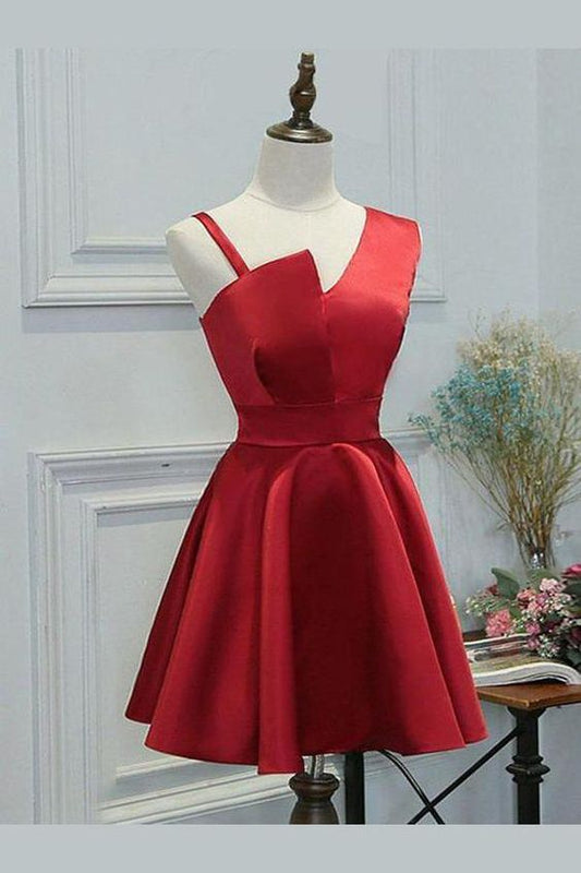 schlichte Partykleider, schicke A-Linien-Modekleider, schlichte rote Homecoming-Kleider cg278