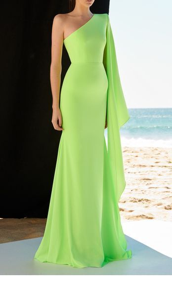 grünes Ballkleid, One-Shoulder-Ballkleid cg3117