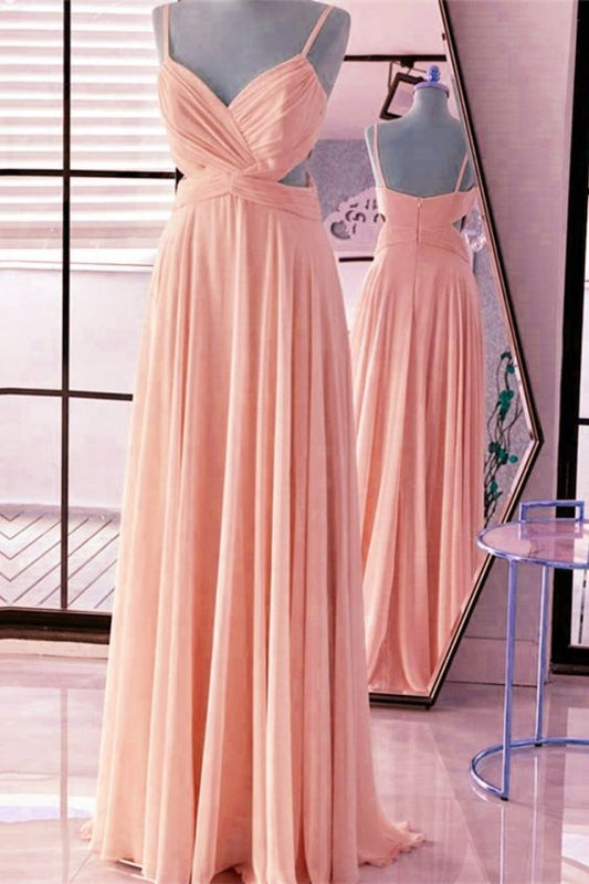 Gerüschtes, bodenlanges Chiffon-Ballkleid mit V-Ausschnitt cg3226