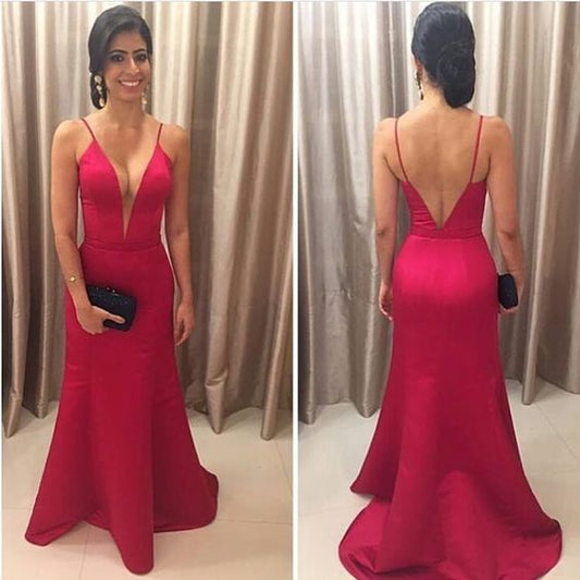 Einfaches rotes Satin-Ballkleid, Neuankömmling, cg3232