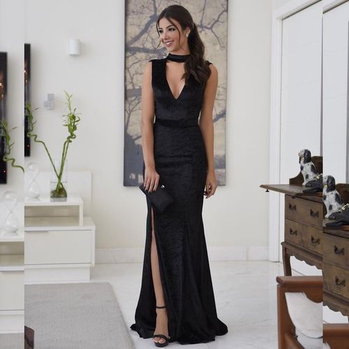 Sexy V-Neck A-line Prom Dresses With Slit cg3245