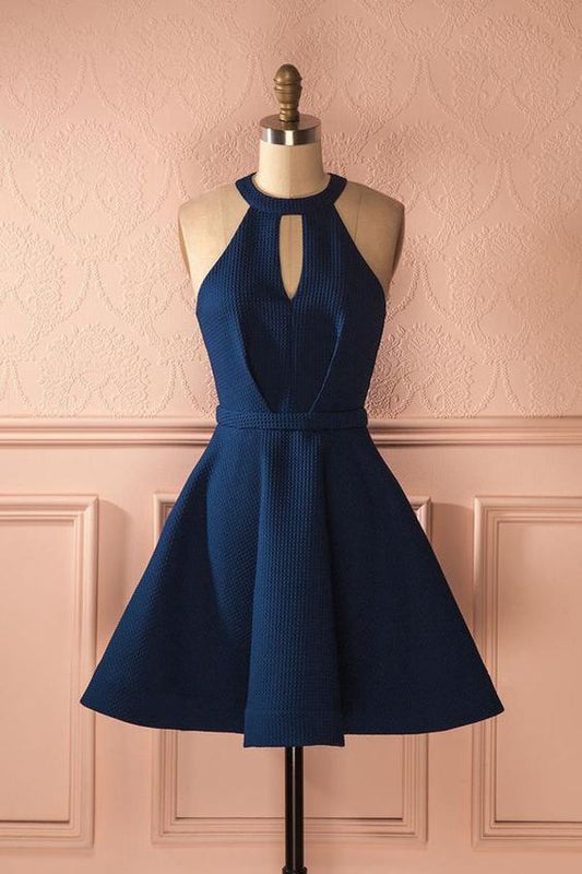 Schlüsselloch Dunkelblaue Kleider, Kurze Homecoming Kleider, Cocktailkleider cg331