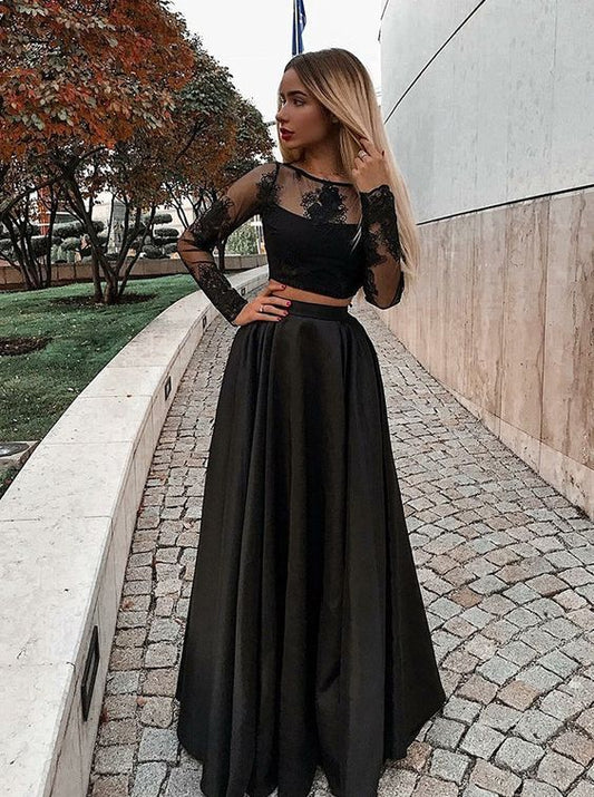 Zweiteiliges schwarzes Ballkleid, Kleider für Events, Abendkleid, schlichtes Ballkleid cg339