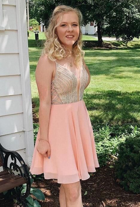 short pink homecoming dresses with beaded, homecoming dresses 2019 cg3428
