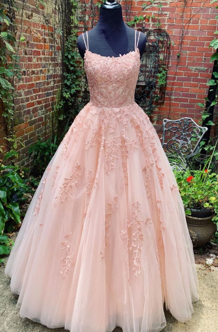Langes Ballkleid aus rosa Tüllspitze, Abendkleid aus rosa Tüllspitze cg3510
